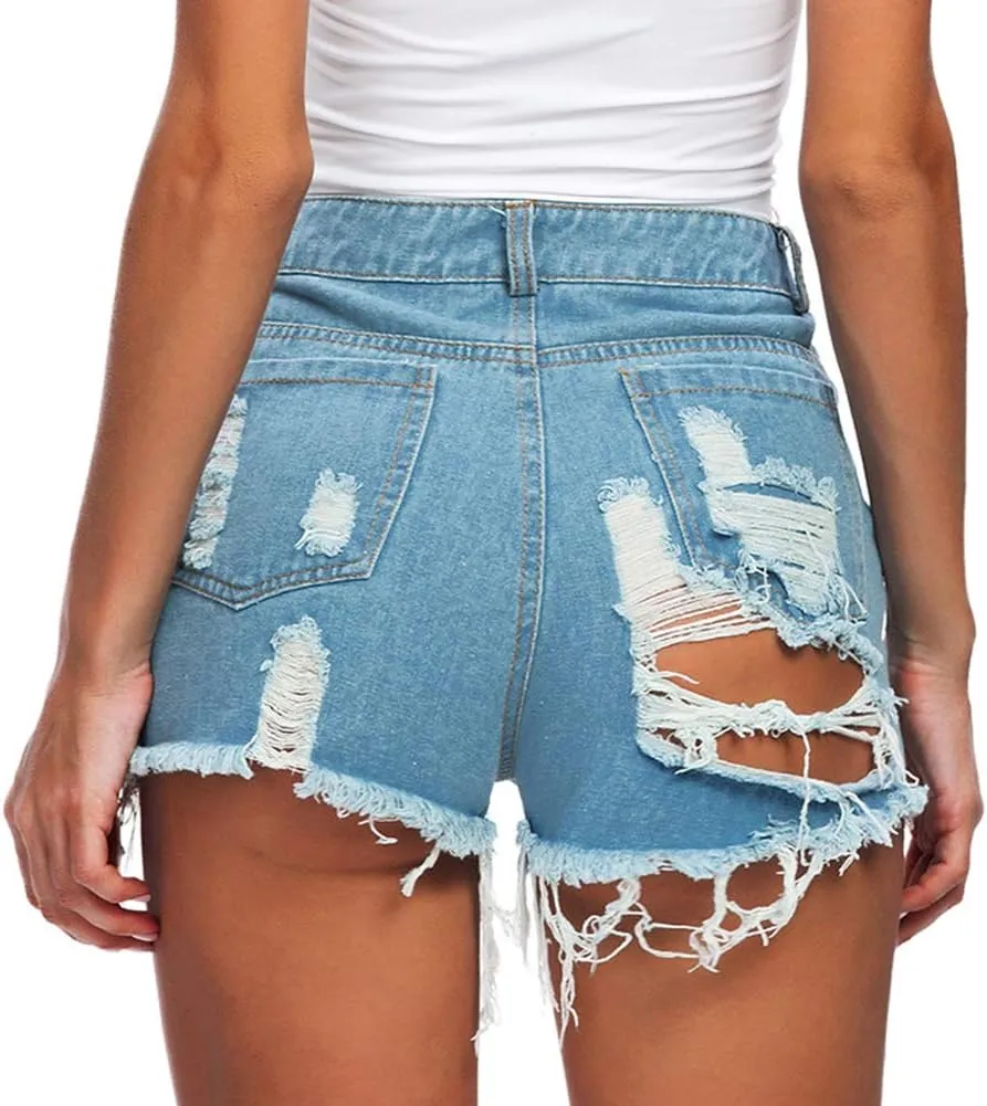 Women Sexy Denim Cut Off Shorts Low/High Waist Distressed Ripped Hole Shorts Hot Jeans Nightclub Wear