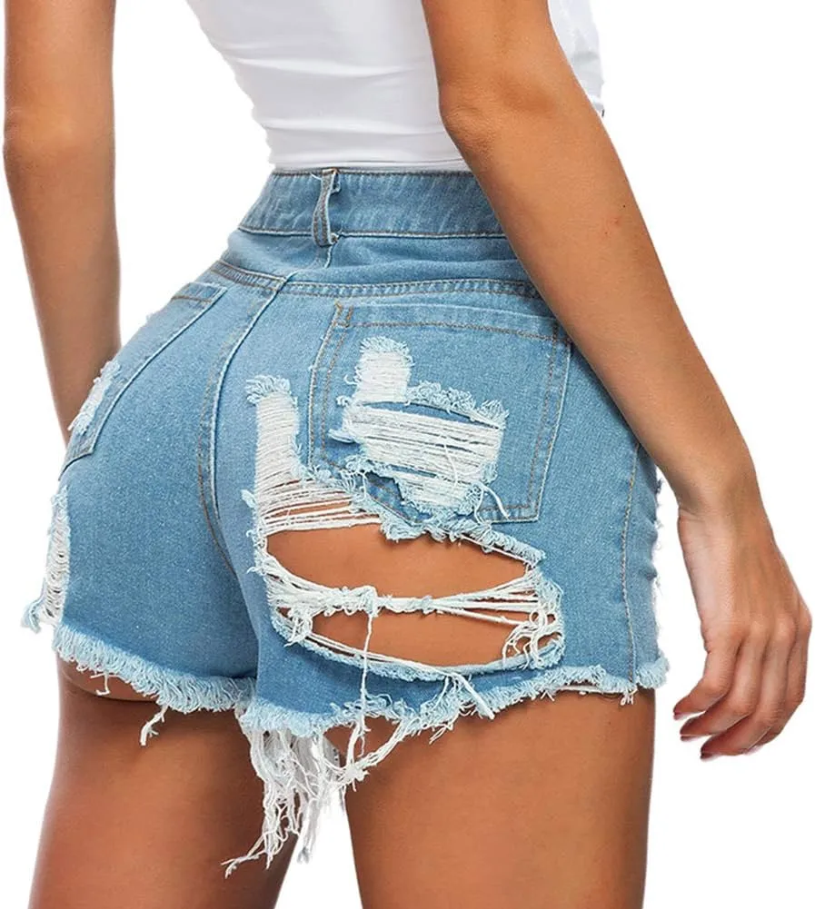Women Sexy Denim Cut Off Shorts Low/High Waist Distressed Ripped Hole Shorts Hot Jeans Nightclub Wear