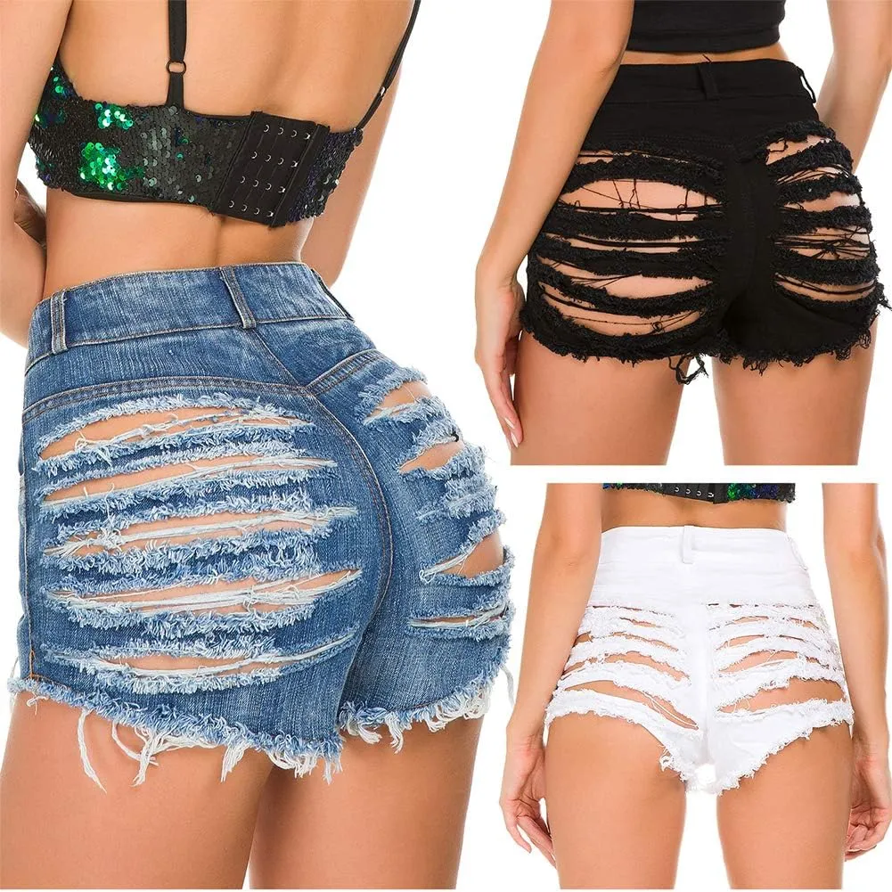 Women Sexy Denim Cut Off Shorts Low/High Waist Distressed Ripped Hole Shorts Hot Jeans Nightclub Wear