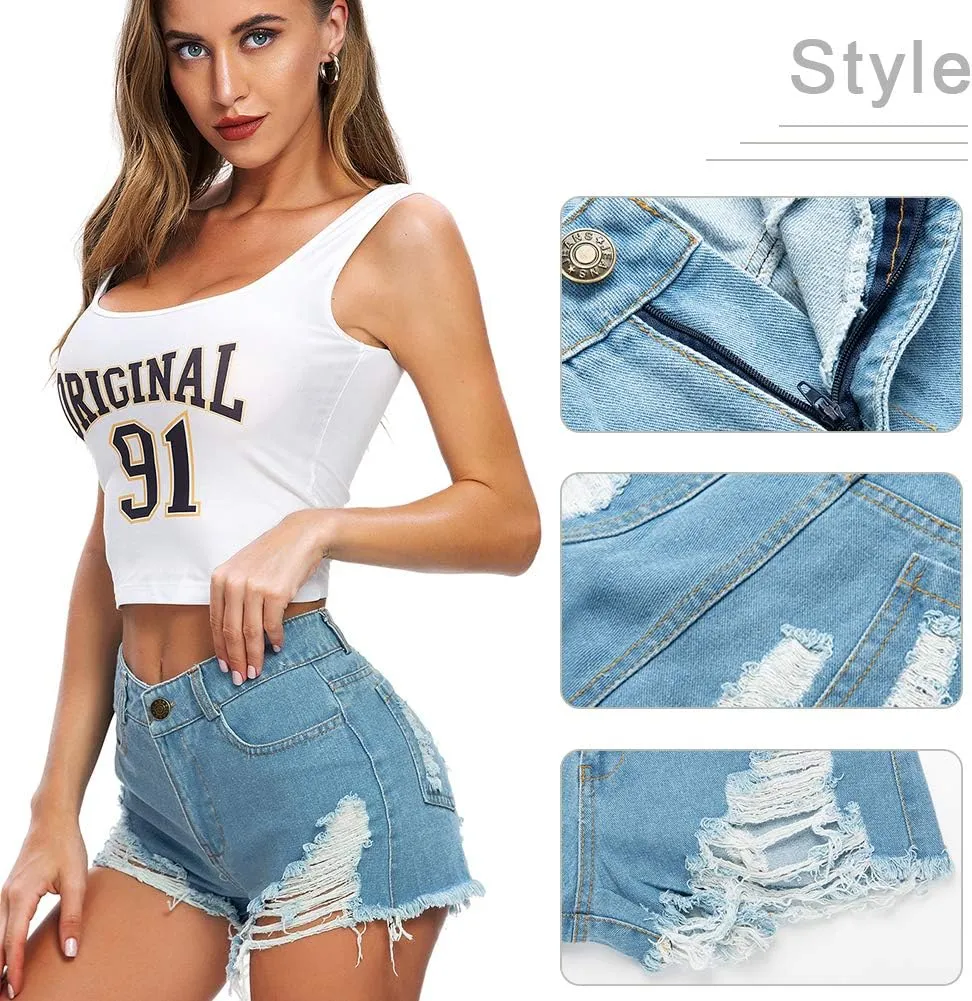 Women Sexy Denim Cut Off Shorts Low/High Waist Distressed Ripped Hole Shorts Hot Jeans Nightclub Wear