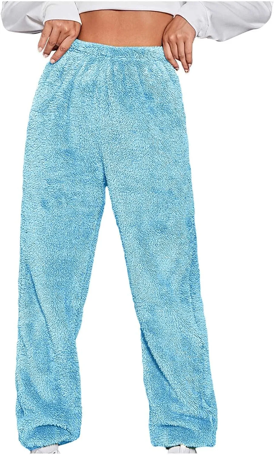 Women Sherpa Lined Pants Winter Warm Thicken Jogger Athletic Sweatpants Fuzzy Fleece Velvet Pajama Bottoms Sleepwear