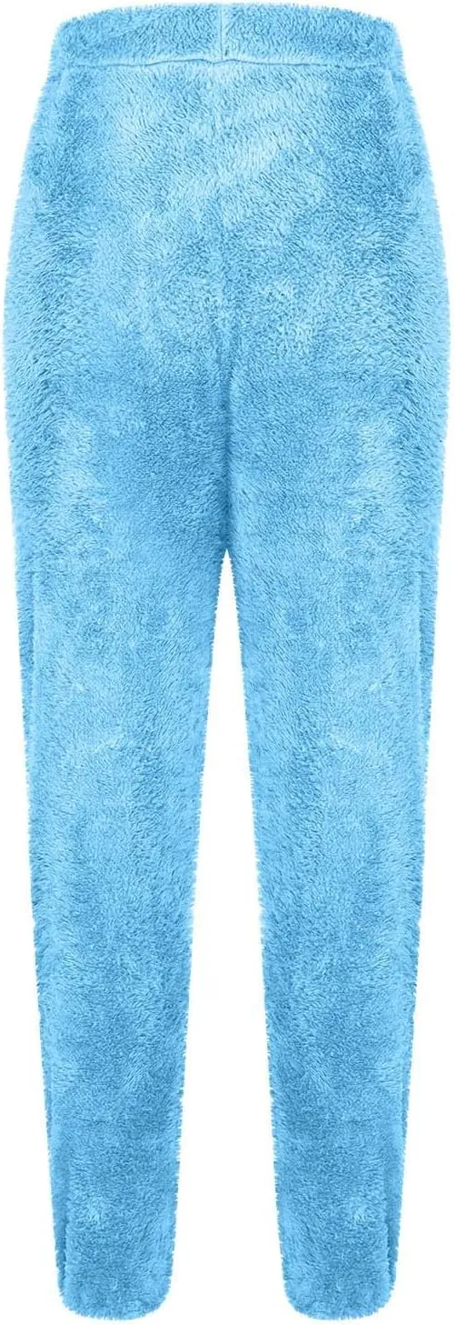 Women Sherpa Lined Pants Winter Warm Thicken Jogger Athletic Sweatpants Fuzzy Fleece Velvet Pajama Bottoms Sleepwear