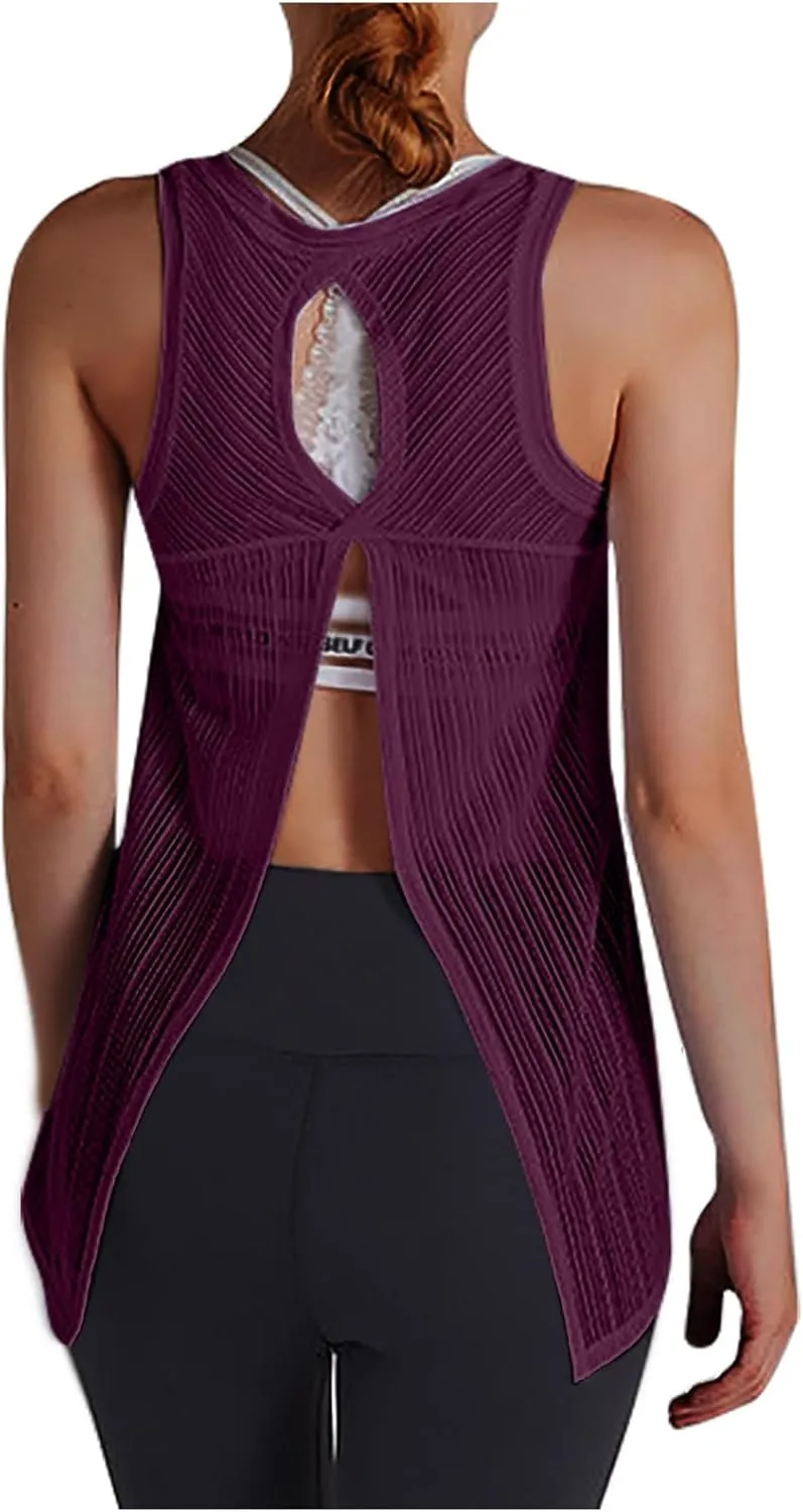 Women Summer Quick Dry Athletic Tank Top Sleeveless Lightweight Mesh Breathable Workout Shirts Loose Comfy Yoga Tops