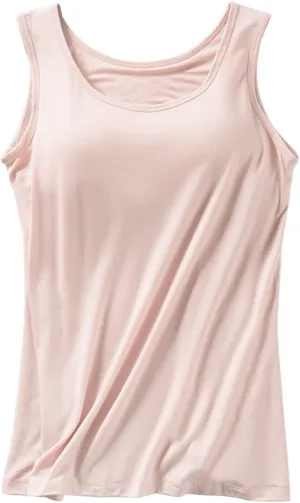 Women Tank Tops with Built in Bras 2025 Summer Strap Basic Layer Padded Bra Cami Shirts Cotton Workout Yoga Tops