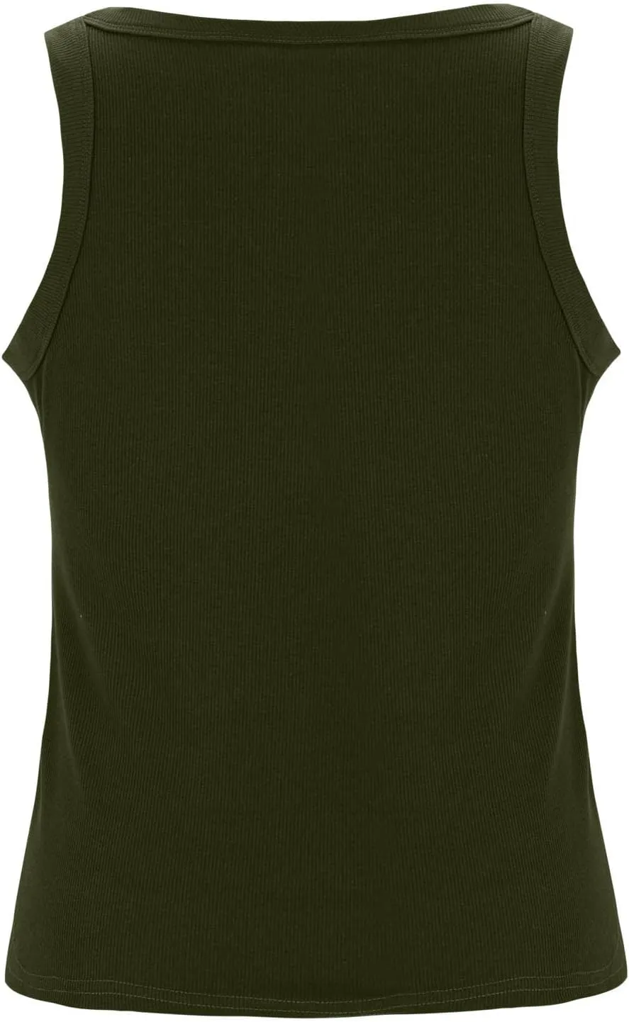 Women Tank Tops with Built in Bras, Ribbed Knitted Athletic Camisole for Women, Fitness Workout Running Basic Shirts