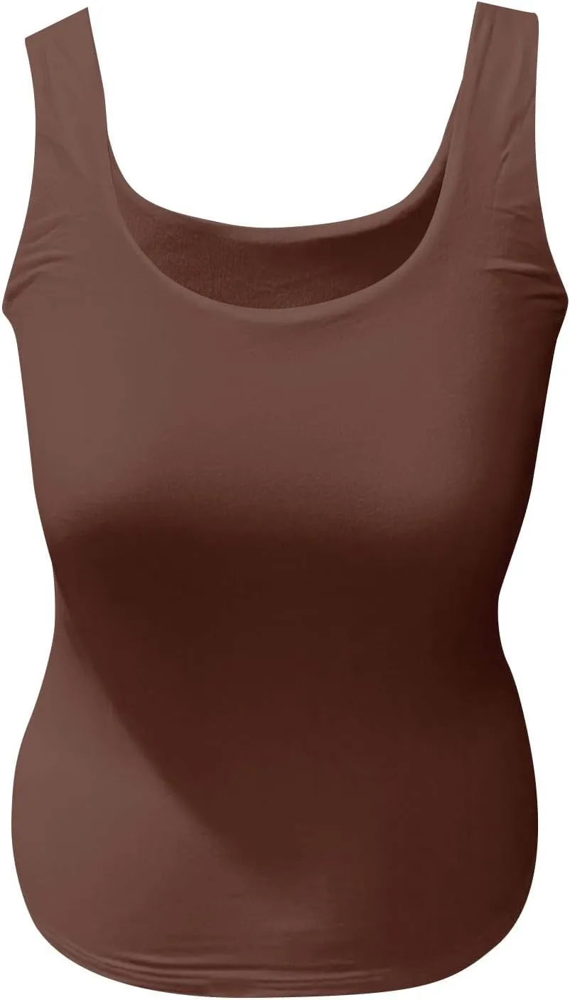 Women's Basic Double Lined Scoop Neck Tank Tops Camisole Tank Summer Sleeveless Tank Tops Basic Shirt