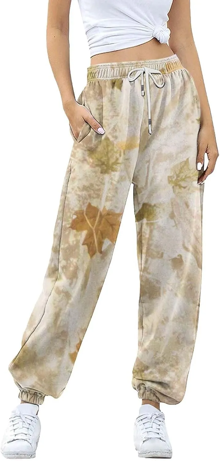Womens Camo Sweatpants Wide Leg High Waisted Pants Casual Baggy Workout Joggers Camouflage Sweat Pants Trousers