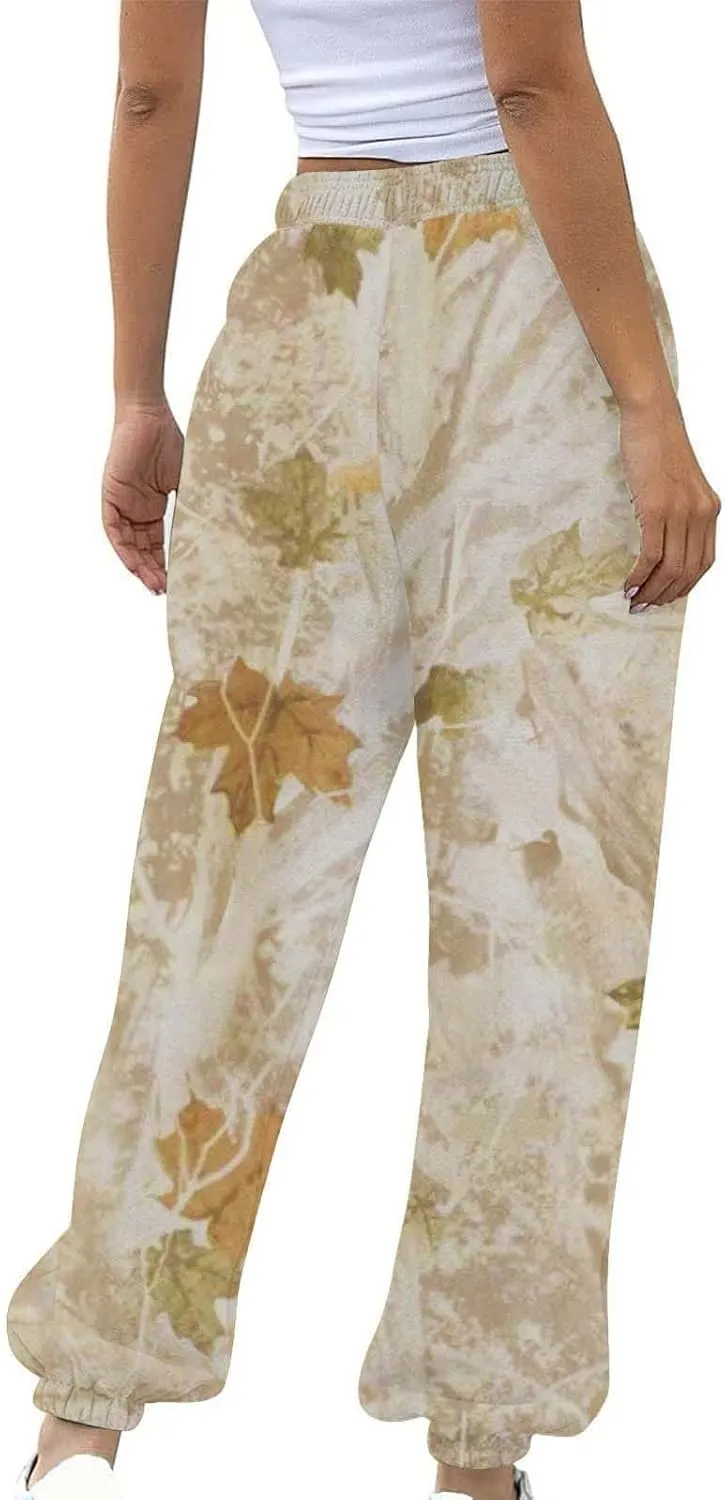 Womens Camo Sweatpants Wide Leg High Waisted Pants Casual Baggy Workout Joggers Camouflage Sweat Pants Trousers
