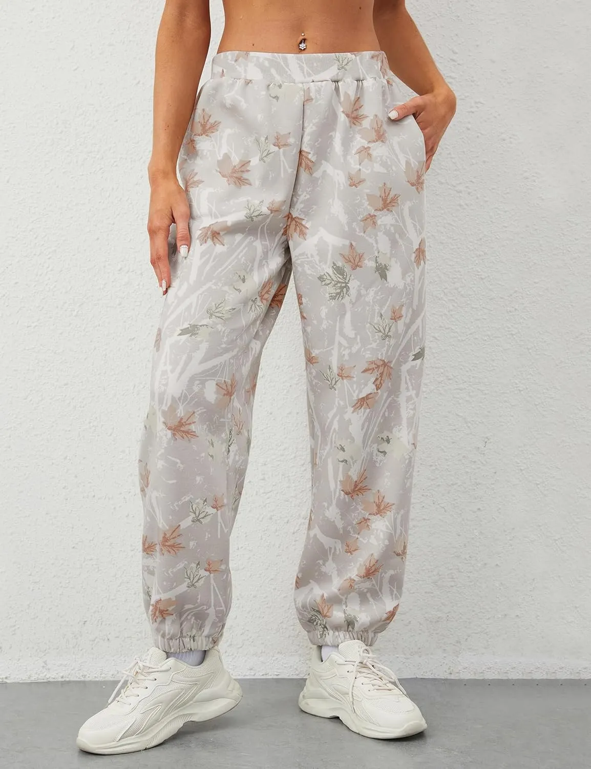 Womens Camo Sweatpants Wide Leg High Waisted Pants Casual Baggy Workout Joggers Camouflage Sweat Pants Trousers