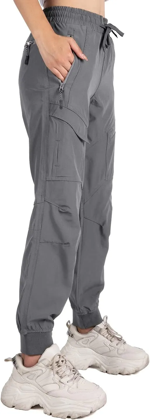Women's Cargo Joggers Pants Lightweight Athletic Outdoor Travel Hiking Quick Dry Workout Pants