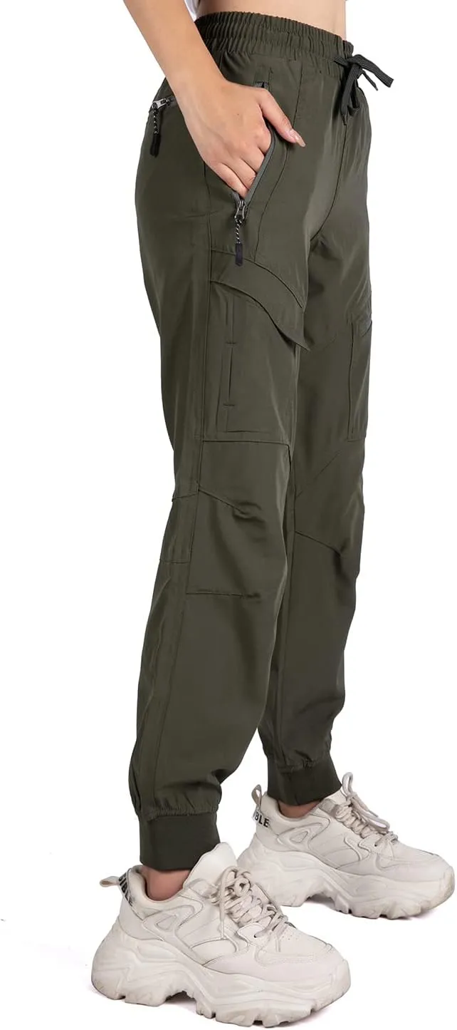 Women's Cargo Joggers Pants Lightweight Athletic Outdoor Travel Hiking Quick Dry Workout Pants