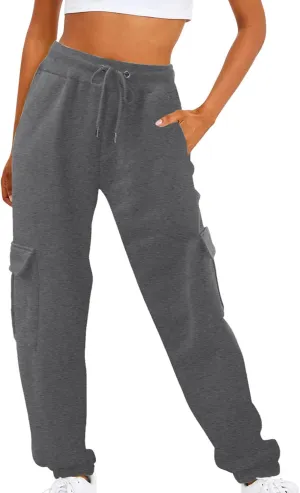Womens Cargo Sweatpants Casual Loose Fit Workout Joggers Trendy Baggy Sweat Pants Fall Fashion Pants with Pockets