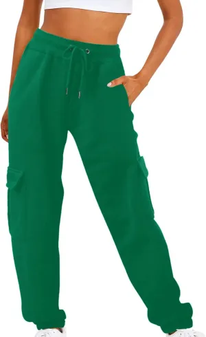 Womens Cargo Sweatpants Casual Loose Fit Workout Joggers Trendy Baggy Sweat Pants Fall Fashion Pants with Pockets