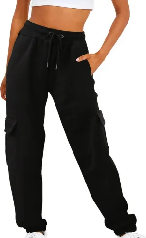 Womens Cargo Sweatpants Casual Loose Fit Workout Joggers Trendy Baggy Sweat Pants Fall Fashion Pants with Pockets
