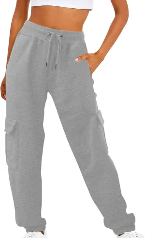 Womens Cargo Sweatpants Casual Loose Fit Workout Joggers Trendy Baggy Sweat Pants Fall Fashion Pants with Pockets