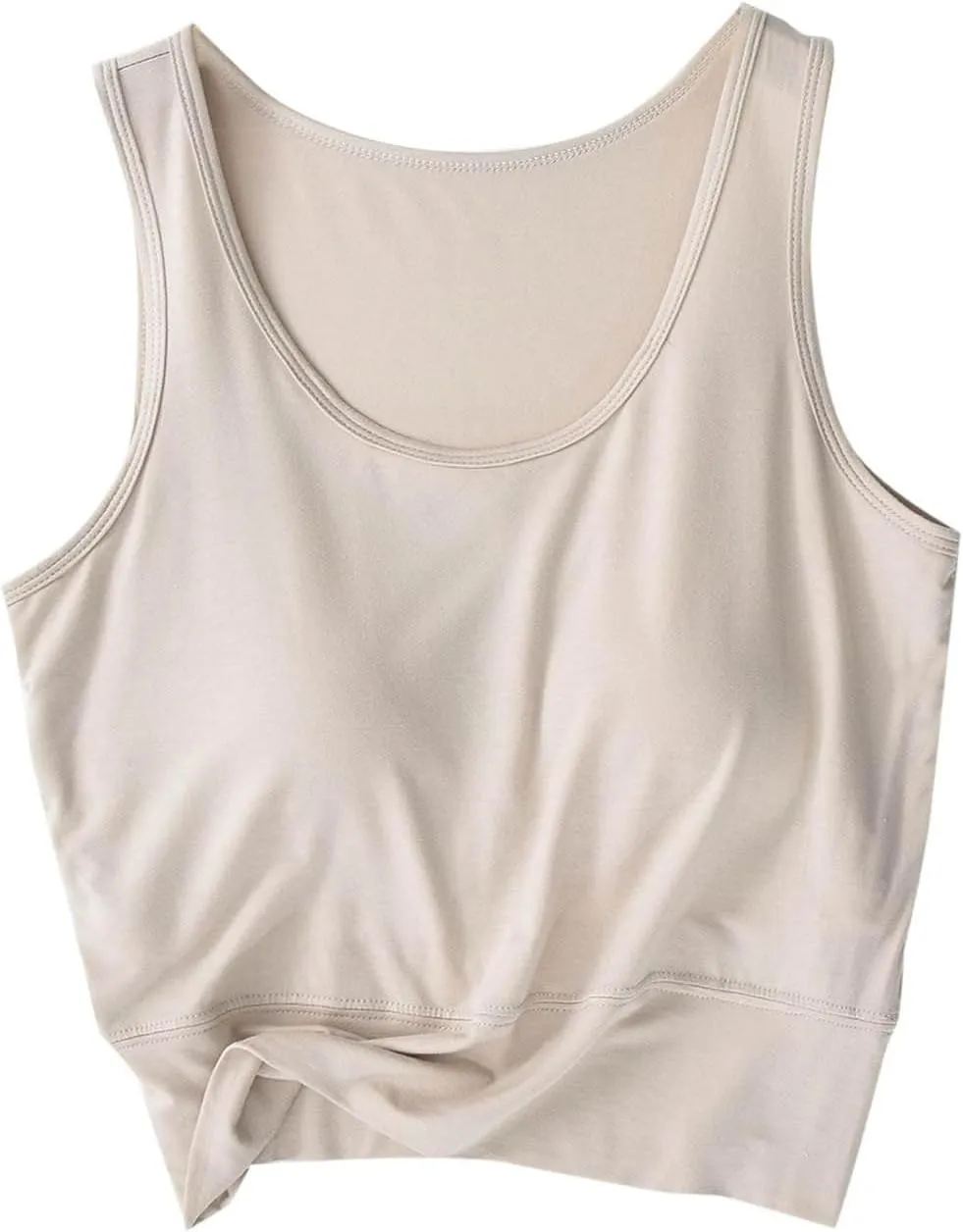 Womens Casual Modal Tank Tops with Built in Bra Basic Crop Padded Yoga Shirts Summer Loose Camisoles Undershirt