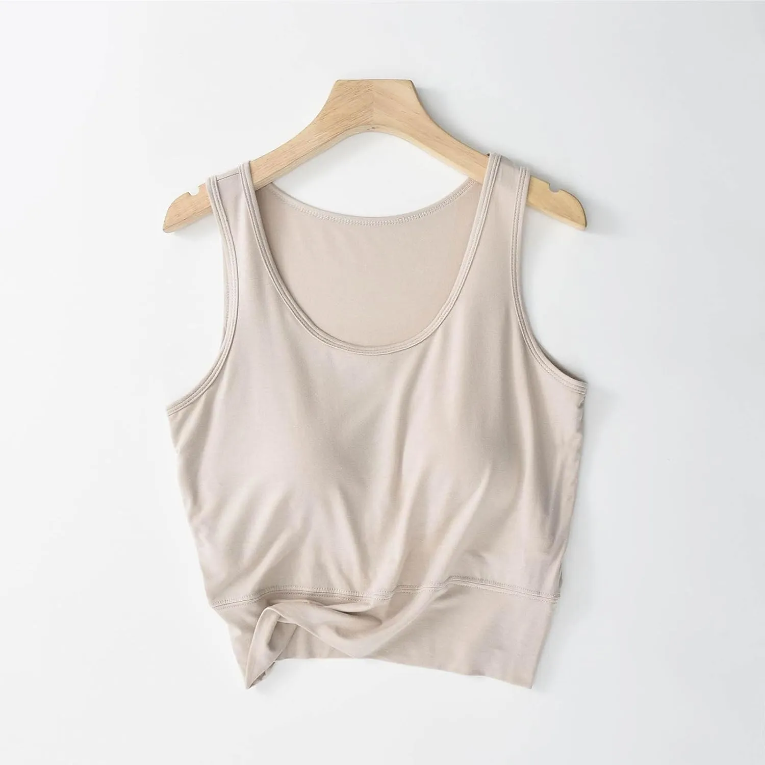 Womens Casual Modal Tank Tops with Built in Bra Basic Crop Padded Yoga Shirts Summer Loose Camisoles Undershirt