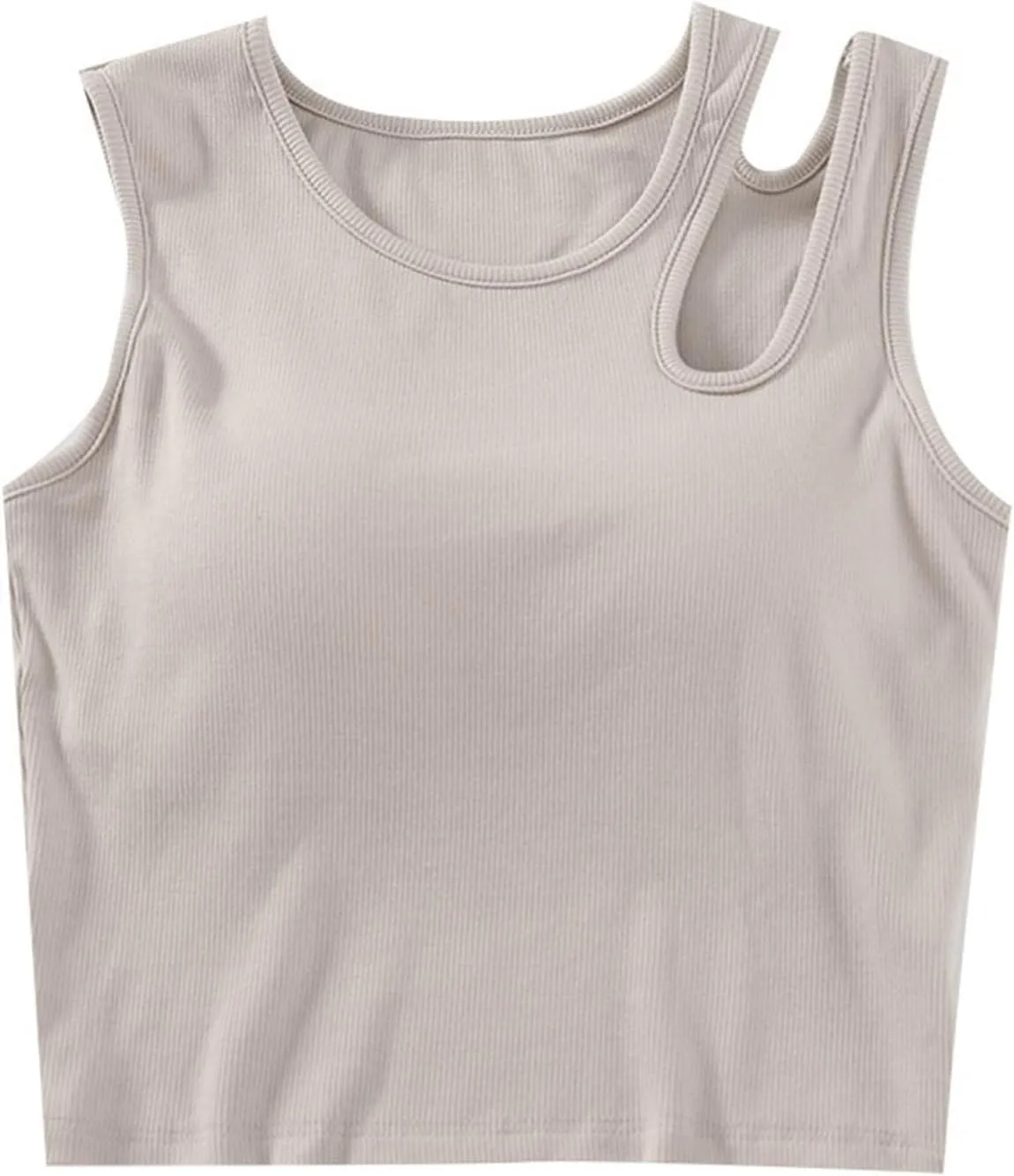 Womens Crop Tank Tops with Built in Bra Sexy Cutout Strap Padded Yoga Shirts Slim Fit Basic Sleeveless Workout Tees