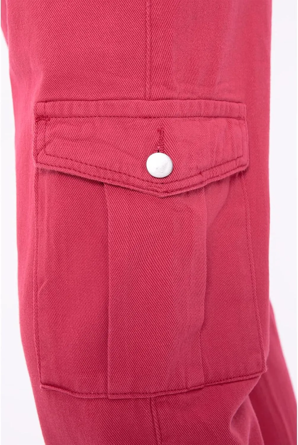 Women's Elastic Waist Straight Leg Relaxed Fit Cargo Jeans Utility Casual Denim Cargo Outdoor Pants