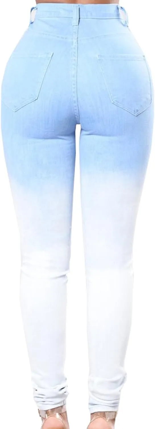 Women's High Waisted Jeans, Cut Out Skinny Denim Pants for Women Distressed Stretch Jeans Ripped Butt Lift Jeans