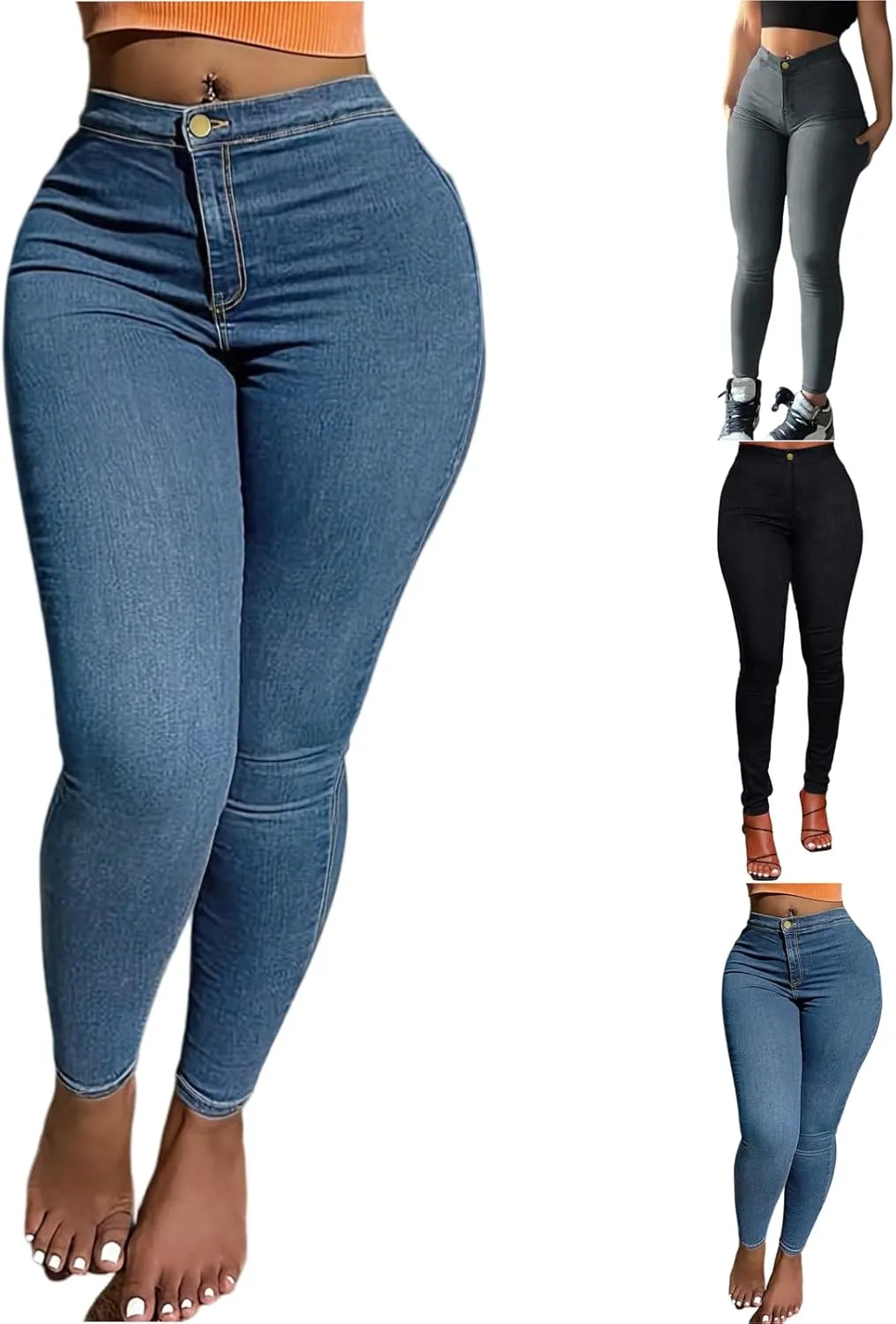 Womens Jeans Curvy Butt Lifting High Waisted Stretch Skinny Jeans Colombian Denim Pants Sexy Jegging with Pockets