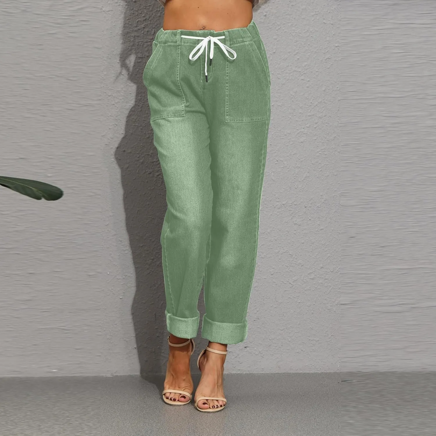 Women's Jeans High Waisted Straight Leg Stretchy Jeans Trendy Welt Pockets Loose Wide Leg Denim Pants