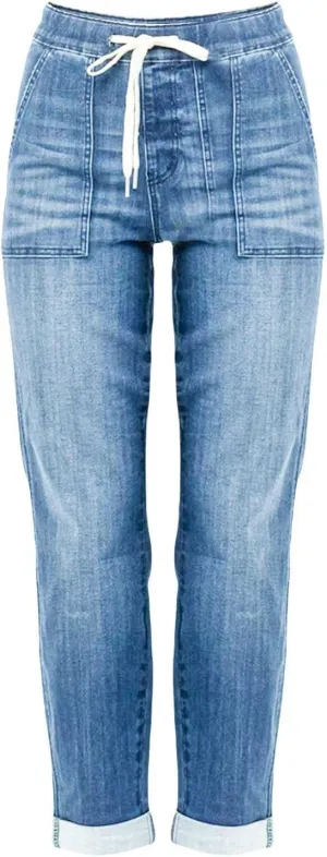 Women's Jeans High Waisted Straight Leg Stretchy Jeans Trendy Welt Pockets Loose Wide Leg Denim Pants