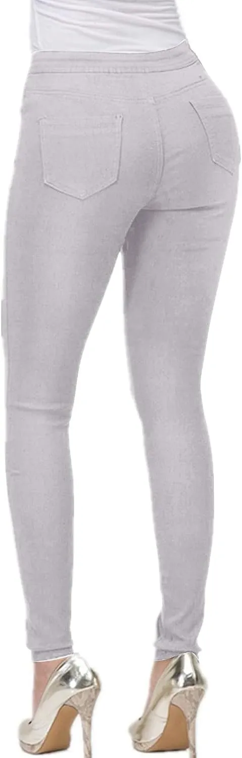 Womens Jeans Slim-Fit Stretch High Waisted Pants Straight Leg Denim Pant Solid Color Cargo Trousers for Sports