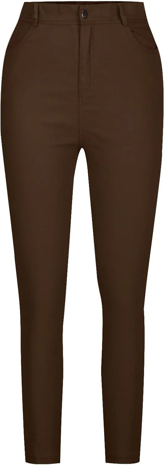 Womens Jeans Slim-Fit Stretch High Waisted Pants Straight Leg Denim Pant Solid Color Cargo Trousers for Sports