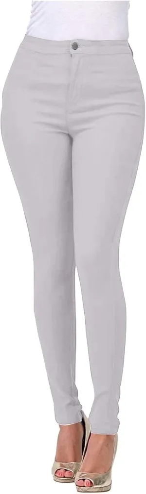 Womens Jeans Slim-Fit Stretch High Waisted Pants Straight Leg Denim Pant Solid Color Cargo Trousers for Sports