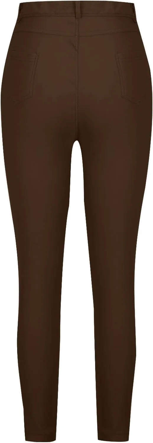 Womens Jeans Slim-Fit Stretch High Waisted Pants Straight Leg Denim Pant Solid Color Cargo Trousers for Sports