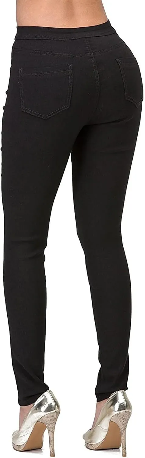 Womens Jeans Slim-Fit Stretch High Waisted Pants Straight Leg Denim Pant Solid Color Cargo Trousers for Sports
