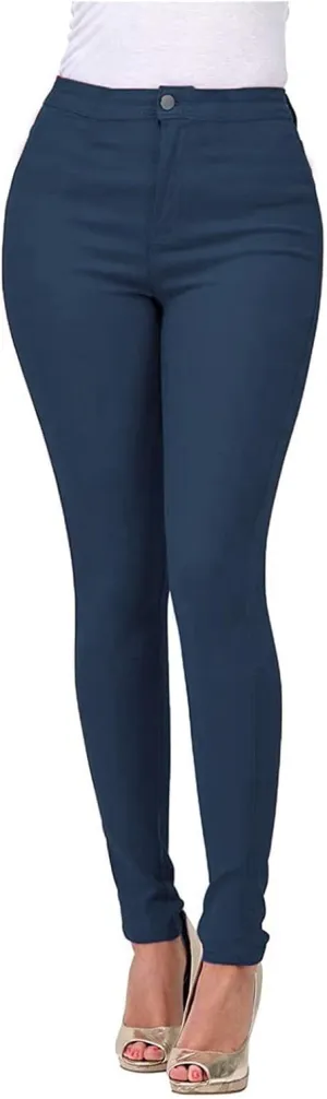 Womens Jeans Slim-Fit Stretch High Waisted Pants Straight Leg Denim Pant Solid Color Cargo Trousers for Sports