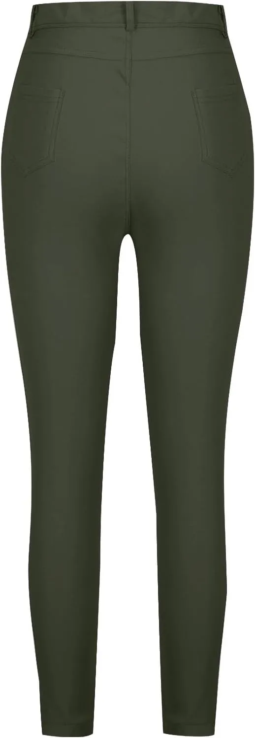 Womens Jeans Slim-Fit Stretch High Waisted Pants Straight Leg Denim Pant Solid Color Cargo Trousers for Sports