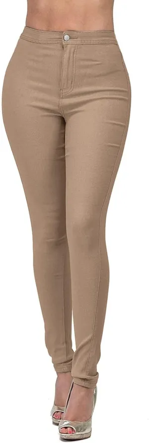 Womens Jeans Slim-Fit Stretch High Waisted Pants Straight Leg Denim Pant Solid Color Cargo Trousers for Sports