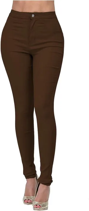 Womens Jeans Slim-Fit Stretch High Waisted Pants Straight Leg Denim Pant Solid Color Cargo Trousers for Sports