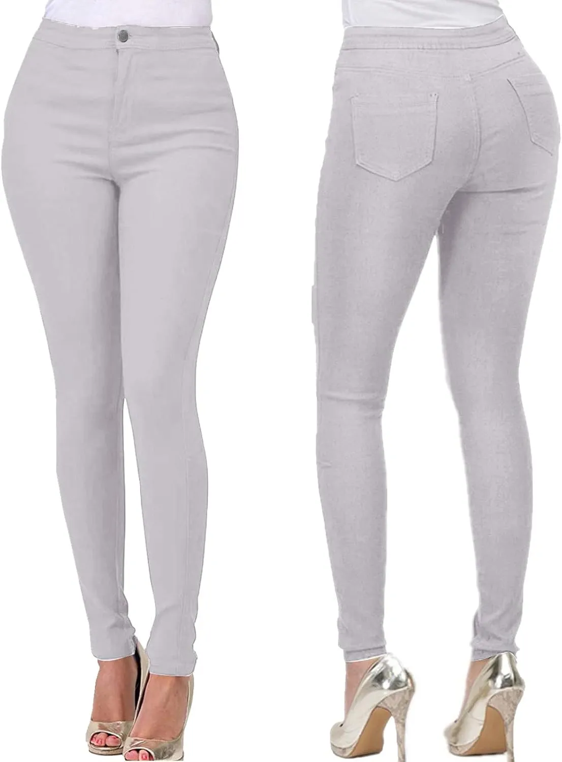 Womens Jeans Slim-Fit Stretch High Waisted Pants Straight Leg Denim Pant Solid Color Cargo Trousers for Sports