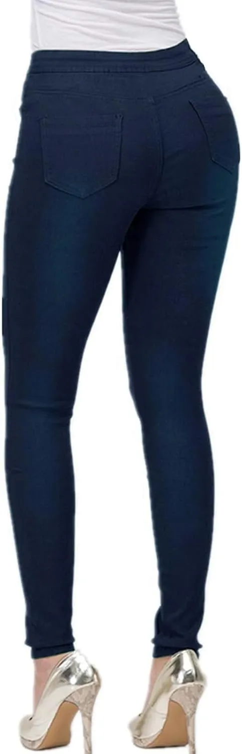 Womens Jeans Slim-Fit Stretch High Waisted Pants Straight Leg Denim Pant Solid Color Cargo Trousers for Sports