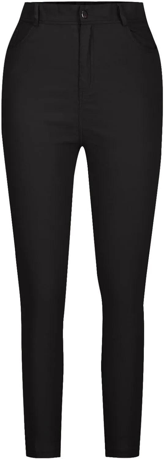 Womens Jeans Slim-Fit Stretch High Waisted Pants Straight Leg Denim Pant Solid Color Cargo Trousers for Sports