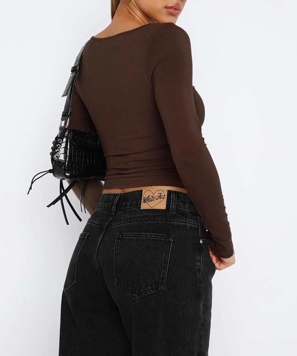 Women's Long Sleeve Going Out Crop Top Sexy Pleated Trendy Shirt Sweetheart Neck Y2K Ruched Cropped Tops
