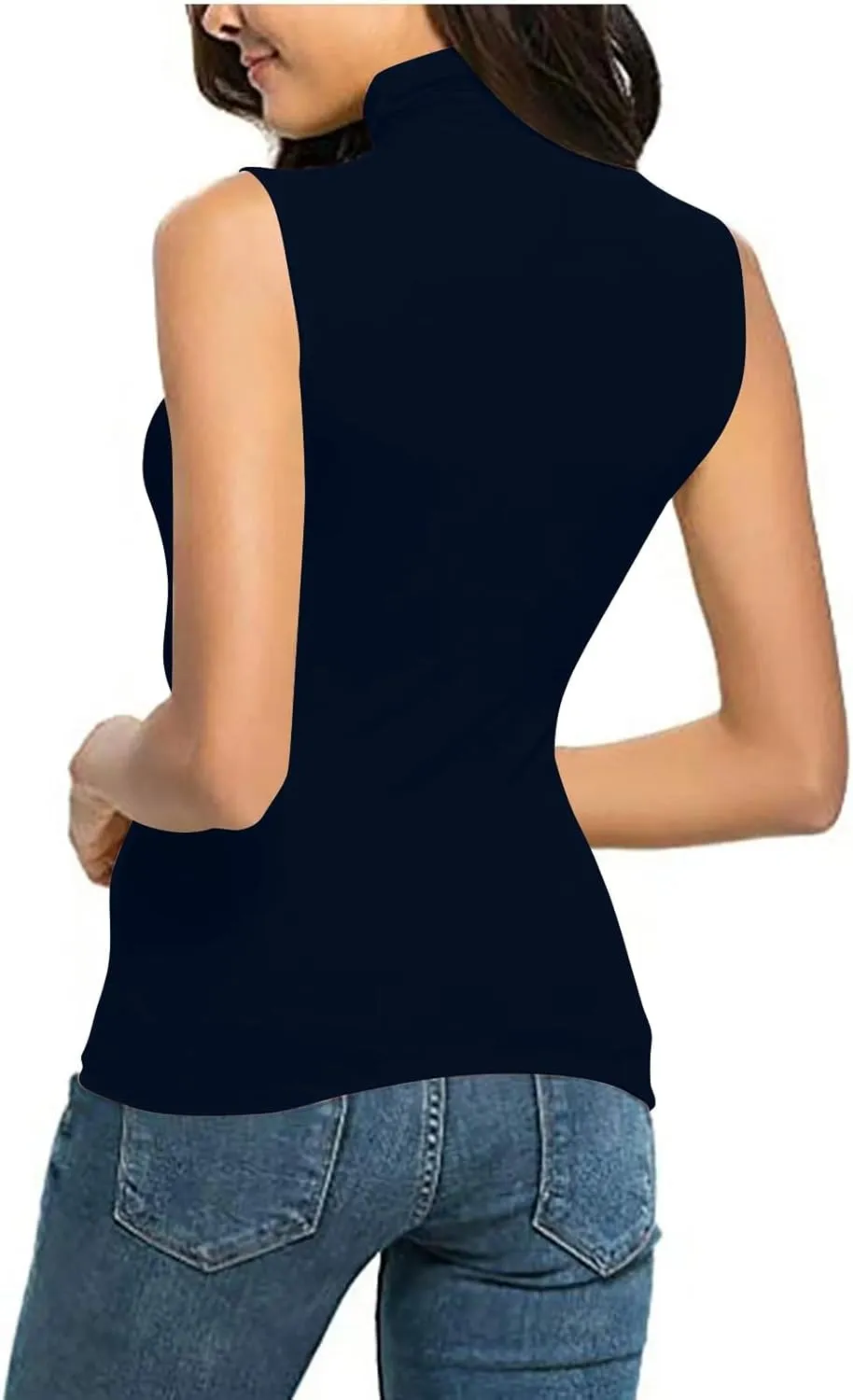 Womens Mock Turtleneck Tank Tops 2025 Summer Slim Fit Sleeveless Top Stretchy Basic Casual Pullover Layer Tee Shirts
