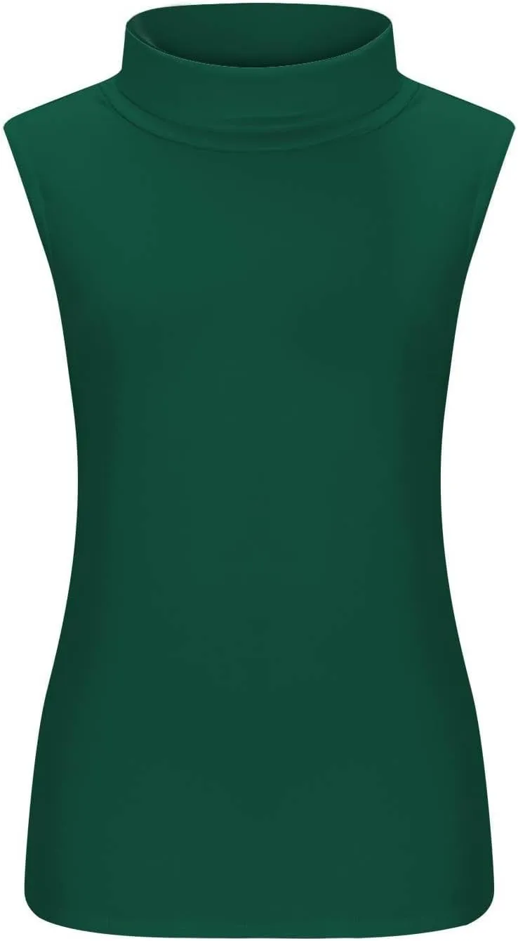 Womens Mock Turtleneck Tank Tops 2025 Summer Slim Fit Sleeveless Top Stretchy Basic Casual Pullover Layer Tee Shirts