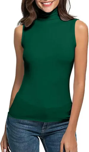 Womens Mock Turtleneck Tank Tops 2025 Summer Slim Fit Sleeveless Top Stretchy Basic Casual Pullover Layer Tee Shirts