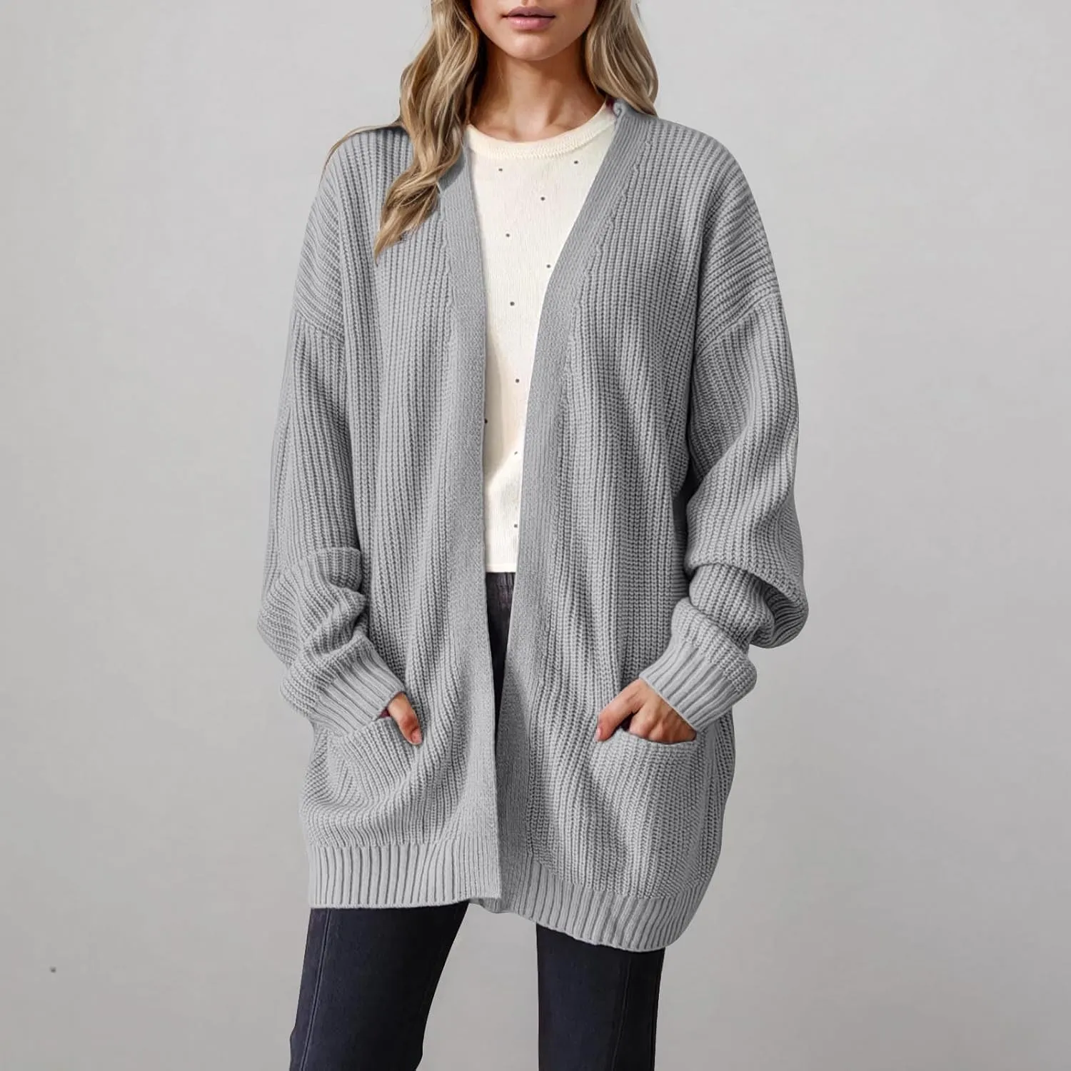 Womens Oversized Sweater Cardigan Home Loungewear Open Front Long Sleeve Chunky Knit Cardigan Slouchy Sweater Jackets