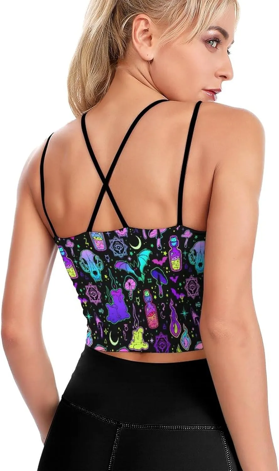 Women's Quick Dry Sports Bras, No Wire Yoga Tank Top with Chest Pad, Camisole