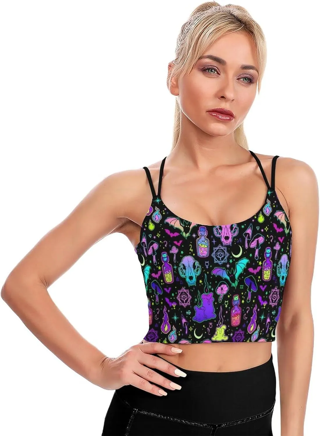 Women's Quick Dry Sports Bras, No Wire Yoga Tank Top with Chest Pad, Camisole