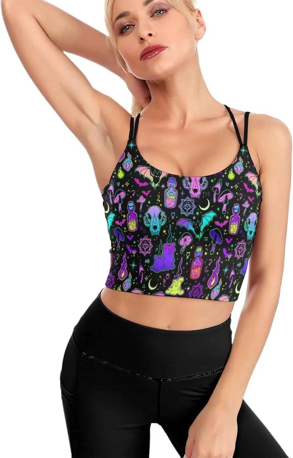Women's Quick Dry Sports Bras, No Wire Yoga Tank Top with Chest Pad, Camisole