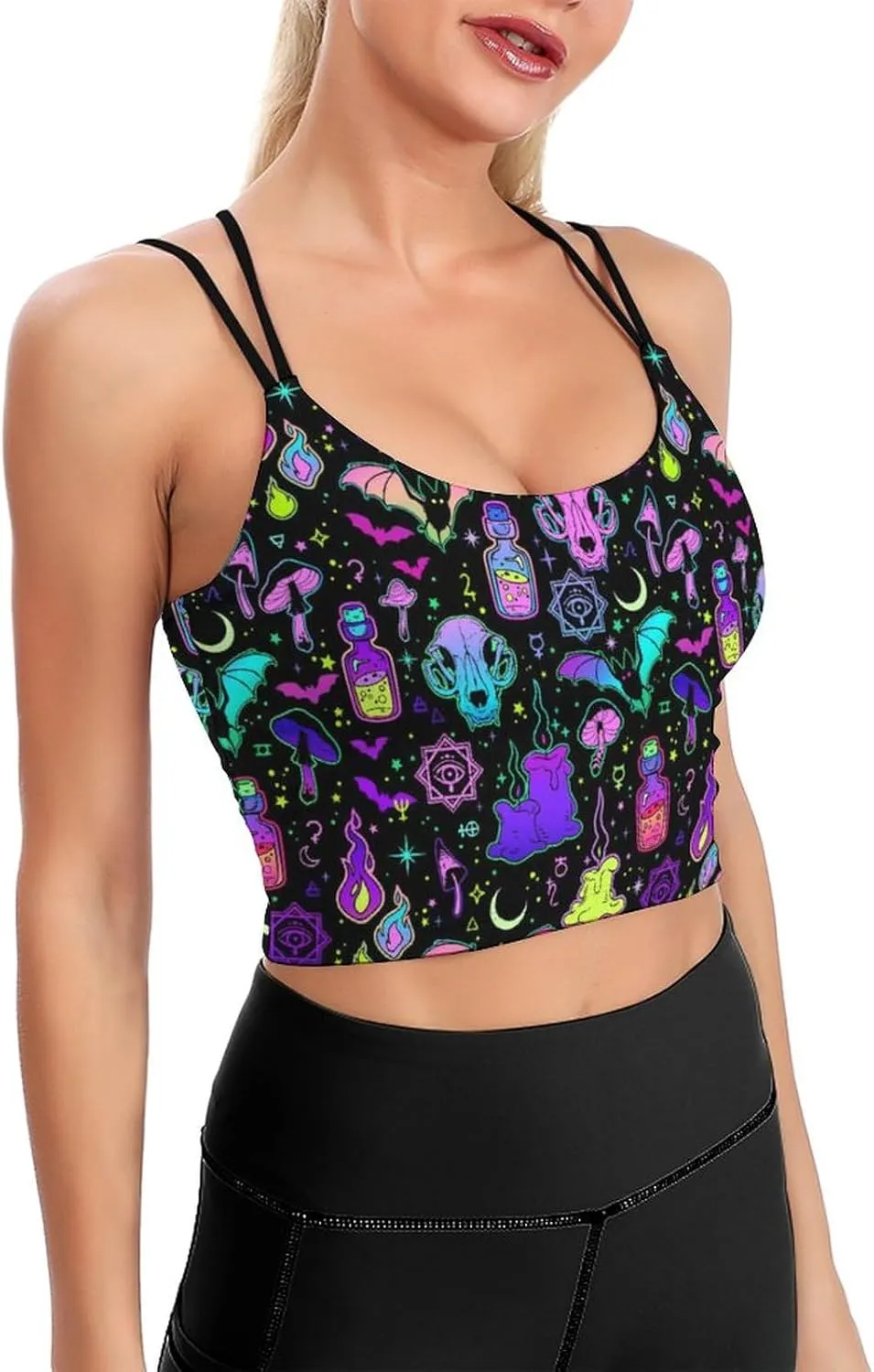 Women's Quick Dry Sports Bras, No Wire Yoga Tank Top with Chest Pad, Camisole