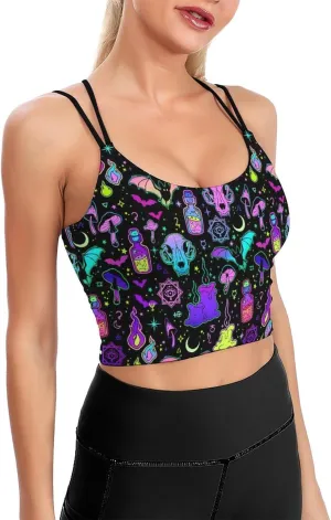 Women's Quick Dry Sports Bras, No Wire Yoga Tank Top with Chest Pad, Camisole