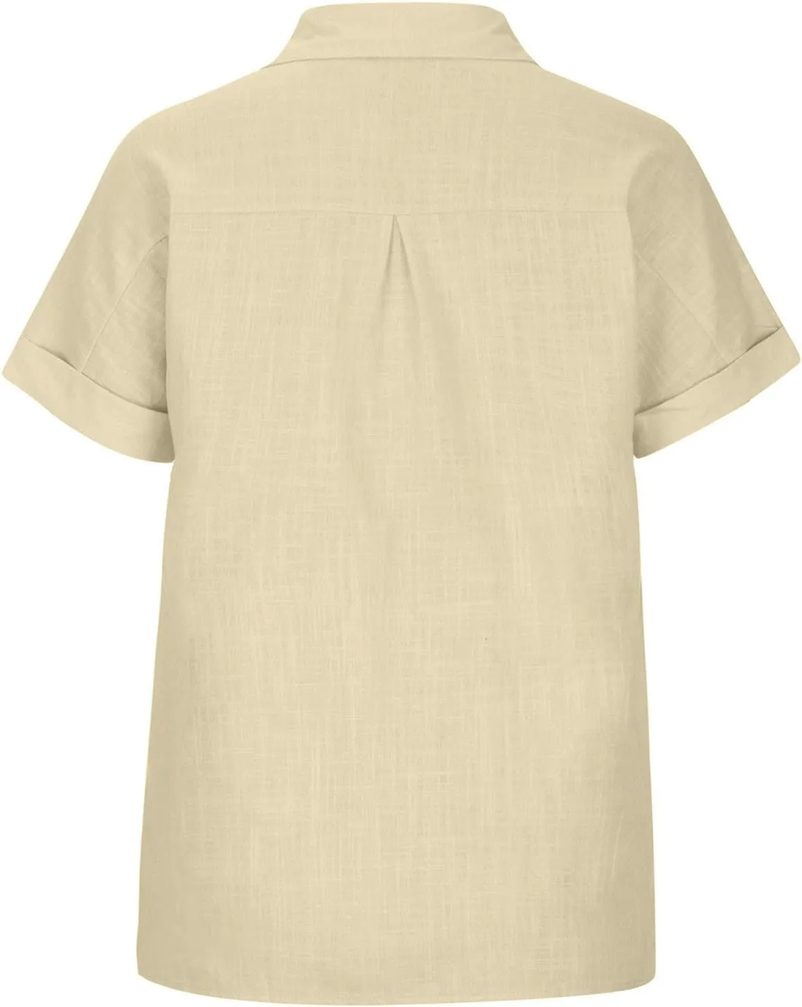Women's Short Sleeve Linen Tops Button Down Summer Shirts Plus Size Work Blouse Dressy Casual Basic Tee Shirt Tops